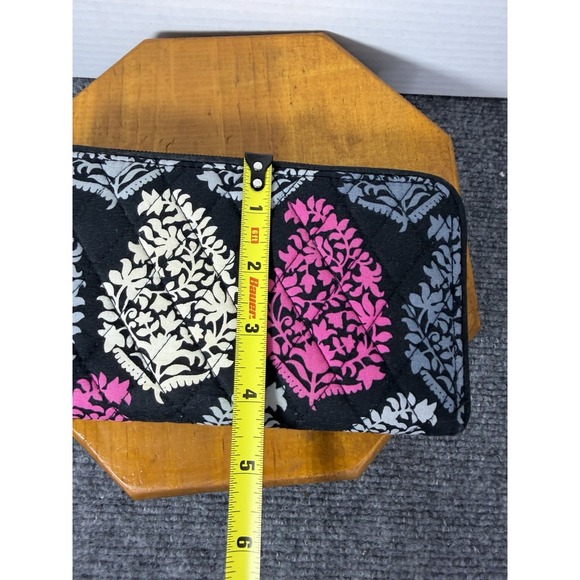 Vera Bradley Turnlock Wallet Black Pink Damask Floral‎ Print Retired - Picture 6 of 8